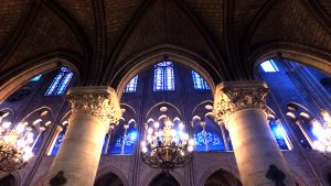 artistic view of columns in Notre Dame church